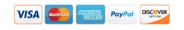 Visa, Mastercard, American Express, PayPal, Discover accepted